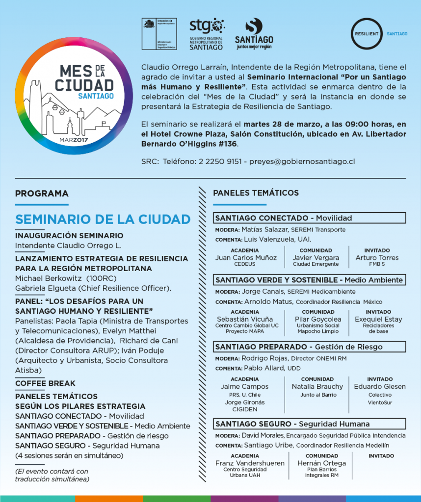 PROGRAMA SEMINARIO SANTIAGO HUMANO Y RESILIENTE