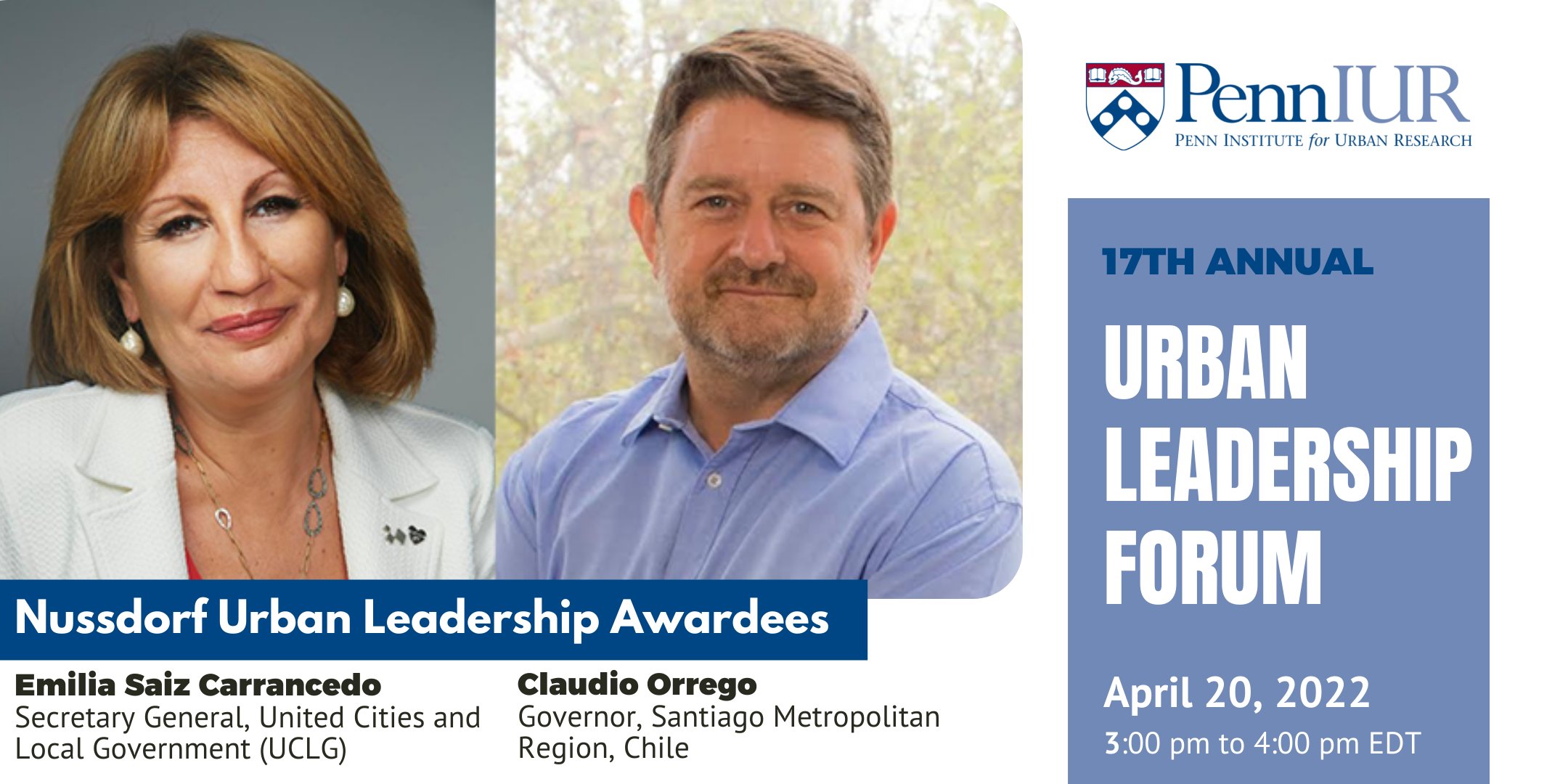 Gobernador Orrego recibe premio Urban Leadership Award 2022 por su liderazgo en cargos públicos